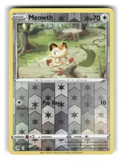 Meowth 199/264 Common Fusion Strike Pokemon Reverse Holo Near Mint - Image 1