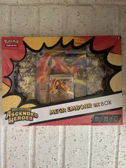 Pokemon Mega Emboar ex Box – Sealed Collection Box w/ 4 Booster Packs - Image 1