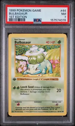 Pokemon Bulbasaur Base Set Shadowless 1st Edition 44/102 PSA 7 - Image 2