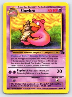 Slowbro 43/62 Uncommon Fossil Pokemon Moderately Played - Image 1