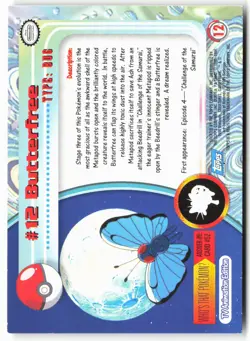 Topps #12 Butterfree Pokemon - Non-Holo - 13684 - Image 2