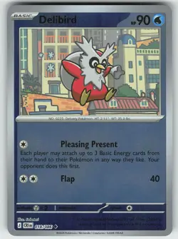 Pokemon Delibird 018/086 ME04: Chaos Rising Uncommon Reverse Holo NM - Image 1