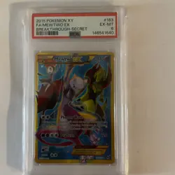 2015 Pokemon XY BREAKthrough #163 Mewtwo EX PSA 6 - Image 1