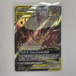 Espeon & Deoxys GX Tag Team SM240 Holo Pokemon TCG NM Condition - Image 1