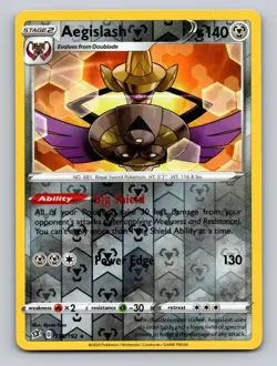 Aegislash 135/192 Rare Rebel Clash Pokemon Reverse Holo NM - Image 1
