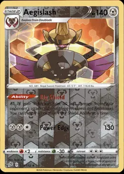 Aegislash 135/192 Rare Rebel Clash Pokemon Reverse Holo NM - Image 1
