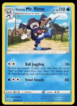 Galarian Mr. Rime 035/163 Rare Battle Styles Pokemon Near Mint - Image 1