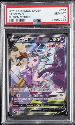 2021 POKEMON SWORD & SHIELD FUSION STRIKE #251 FULL ART/MEW V PSA 10 - Image 1