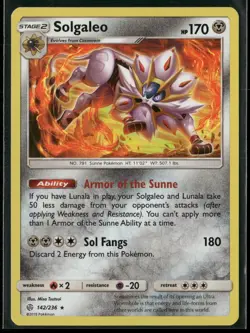 Solgaleo 142/236 Holo Rare Cosmic Eclipse Pokemon Holo Lightly Played - Image 1
