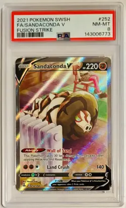 2021 Pokemon Swish Strike FA/Sandaconda V Fusion Strike PSA 8 - Image 1