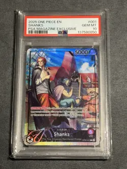 Bandai One Piece Shanks Leader OP09-001 2025 PSA Magazine Promo EN Foil PSA 10 - Image 1
