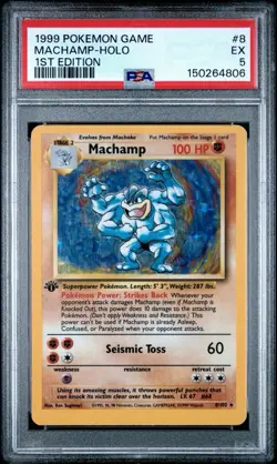 Pokemon TCG Machamp 8/102 Base Set 1st Edition Holo Rare PSA 5 English - Image 1