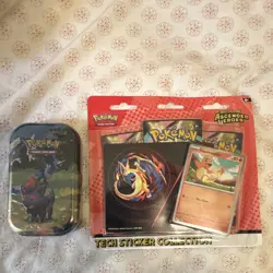 Pokemon TCG Mega Evolution Ascended Heroes Tech Sticker Collection & tin w/5pks - Image 1