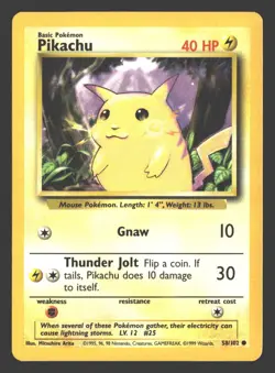 Pikachu Base Set #058/102 Pokemon - Image 1