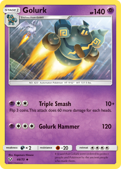 Golurk 44/73 Uncommon Shining Legends Pokemon Reverse Holo LP - Image 1