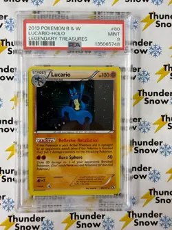 Lucario Holo #80 2013 Pokemon Legendary Treasures PSA 9 - LOW POP 43 - Image 1