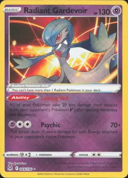 Radiant Gardevoir 069/196 Radiant Rare Lost Origin Pokemon Near Mint - Image 1