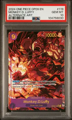 ONE PIECE OP09 - EMPERORS IN THE NEW WORLD 119 MONKEY D. LUFFY ALT ART PSA 10 - Image 1
