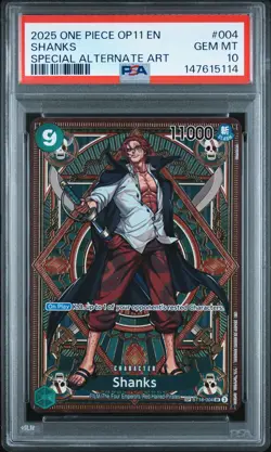 2025 ONE PIECE OP11-A FIST OF DIVINE SPEED SPECIAL ALTERNATE ART SHANKS PSA 10 - Image 1