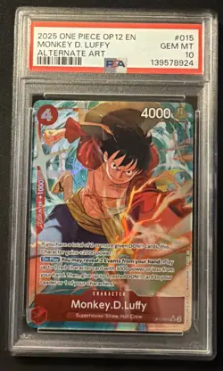 2025 ONE PIECE OP12-LEGACY OF THE MASTER ALTERNATE ART MONKEY D. LUFFY PSA 10 - Image 1