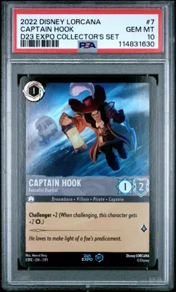 2022 Disney Lorcana D23 Expo Collectors Set - Captain Hook #7 First Ed - PSA 10 - Image 1