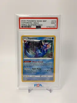2020 Pokemon Vaporeon Holo Black Star Promo SWSH072 PSA 9 Mint. Swirl card - Image 1