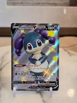 Pokemon TCG Indeedee V SV114/SV122 Shining Fates: Shiny Vault Holo Full Art LP - Image 1