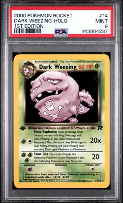 2000 POKEMON ROCKET 1ST EDITION WOTC HOLO #14 DARK WEEZING PSA 9 - Image 1