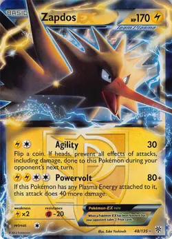 Zapdos EX 48/135 Holo EX Rare Plasma Storm Pokemon Lightly Played - Image 1