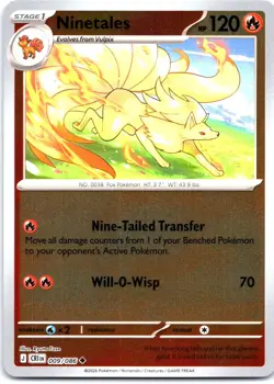 Ninetales 009/086 Uncommon ME04: Chaos Rising Pokemon Reverse Holo Near Mint - Image 1