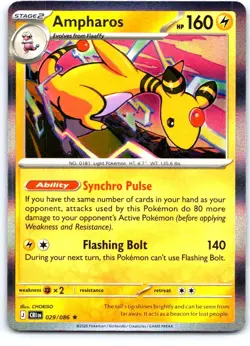 Ampharos 029/086 Rare Chaos Rising Pokemon Holo Near Mint - Image 1