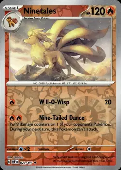 NINETALES 029/197 UNCOMMON OBSIDIAN FLAMES POKEMON REVERSE HOLO NM - Image 1