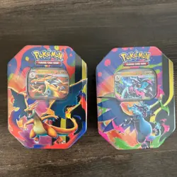 Pokemon TCG Mega Charizard X and Y ex Tin (Set of 2 Tins) Brand New Sealed - Image 1
