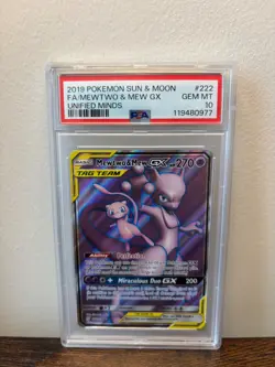 Pokemon Mewtwo & Mew GX Unified Minds Full Art #222 PSA 10 Gem Mint - Image 1
