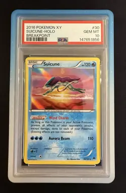 2016 POKEMON XY BREAKPOINT #30 SUICUNE-HOLO PSA 10 - Image 1
