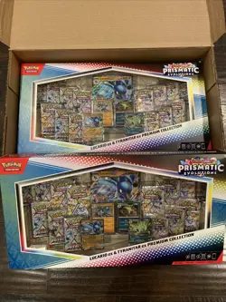 2x Pokemon TCG Prismatic Evolutions Lucario Tyranitar Ex Premium Collection Box - Image 1