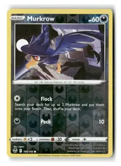 Murkrow 106/195 Common Silver Tempest Pokemon Reverse Holo Near Mint - Image 1