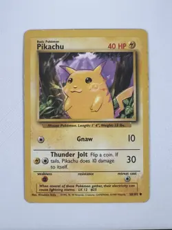 Pokemon Pikachu 58/102 Base Set Unlimited WOTC 1999 Vintage LP/MP - Image 1