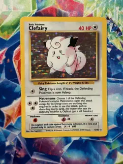 Vintage 1999 Clefairy Base Set Holo 40 HP Card 5/102 LP - Image 1