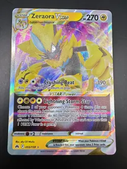 Pokemon Card Zeraora VSTAR 055/159 Crown Zenith Holo Ultra Rare - Image 1