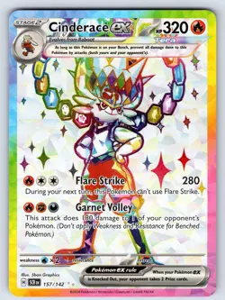 Cinderace ex 157/142 Ultra Rare Stellar Crown Pokemon Holo Near Mint - Image 1