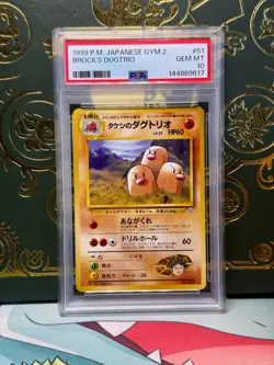 1999 Japanese Pokemon Gym 2 51 Brock's Dugtrio PSA 10 - Image 1
