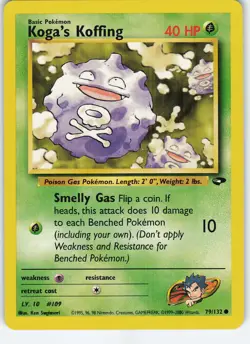 Koga's Koffing 079/132 Common Unlimited Gym Challenge LP Pokemon - Image 1