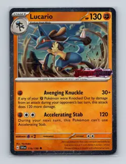 Lucario 114 Pokemon Scarlet & Violet Stamped Cosmos Holo Promo Card NM+ (e) - Image 1