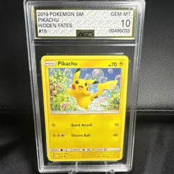 2019 Pokemon Sun & Moon Pikachu 19/68 Hidden Fates AGS 10 Gem Mint - Image 1