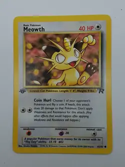 Pokemon Team rocket 1st Edition 62/82 "Meowth" NMint-Mint - Image 1