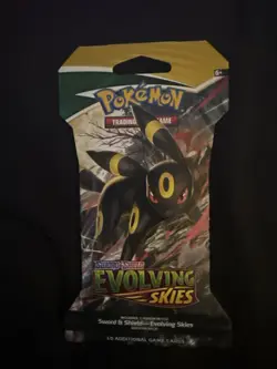 Pokemon TCG: Sword & Shield EVOLVING SKIES Factory Sealed SLEEVED Booster Pack 1 - Image 1