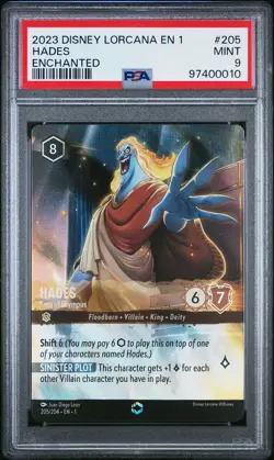 2023 DISNEY LORCANA EN 1-THE FIRST CHAPTER #205 HADES - KING OF OLYMPUS PSA 9 - Image 1