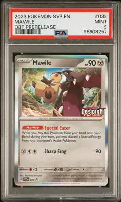 2023 POKEMON SVP EN-SV BLACK STAR PROMO OBSIDIAN FLAMES PRERELEASE MAWILE PSA 9 - Image 1