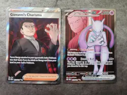 Pokemon Destined Rivals Full Arts Mewtwo And Giovanni Lot Of 2 NM - Image 1